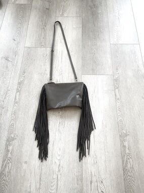 Remi & Reid | Fringe Crossbody Bag in Charcoal Gray